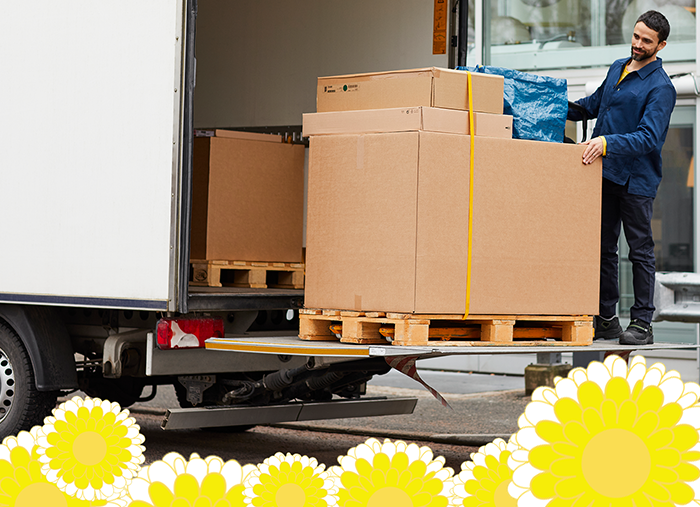 Person unloading an order from a truck