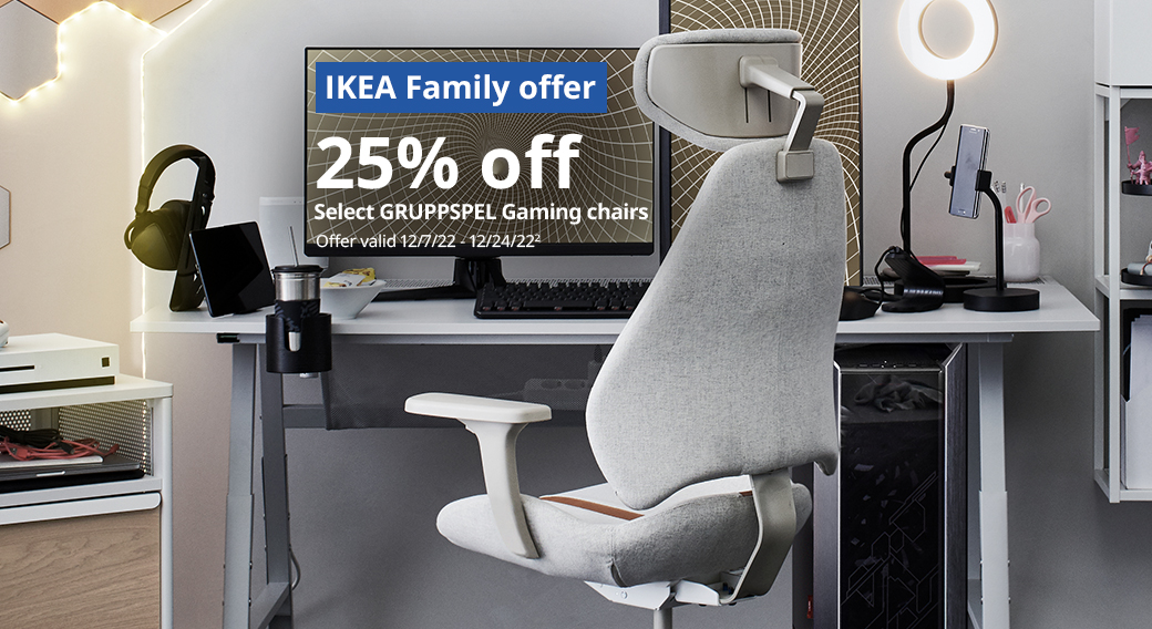 IKEA Family Offer: 25% off Select GRUPPSPEL Gaming Chairs.