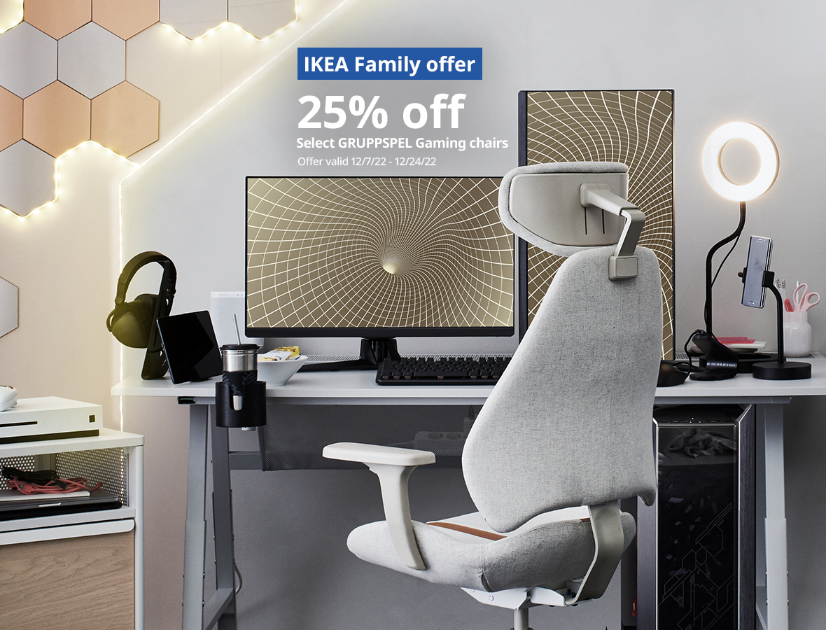 IKEA Family Offer: 25% off Select GRUPPSPEL Gaming Chairs.