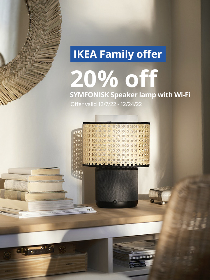 IKEA Family Offer: 20% off the SYMFONISK table lamp with Wi-Fi.