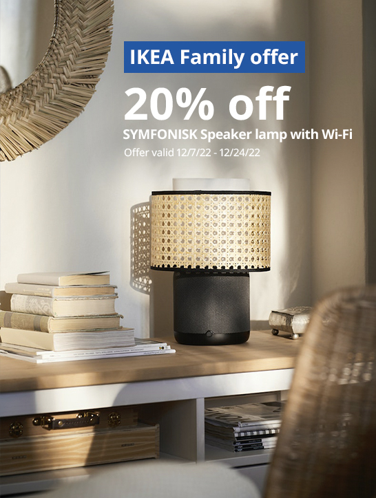 IKEA Family Offer: 20% off the SYMFONISK table lamp with Wi-Fi.