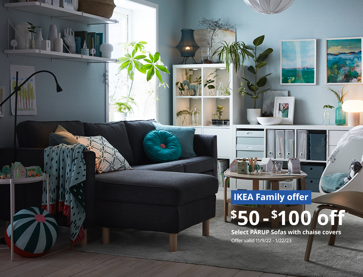 IKEA Family offer - $50 - $100 off Select Parup Sofas and Chaise Covers