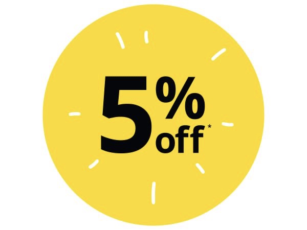 5% off for IKEA Family members in-store on select eligible purchases.