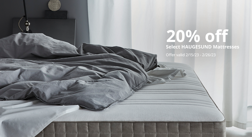 20% off select HAUGESUND mattresses 2/15/23 - 2/26/23