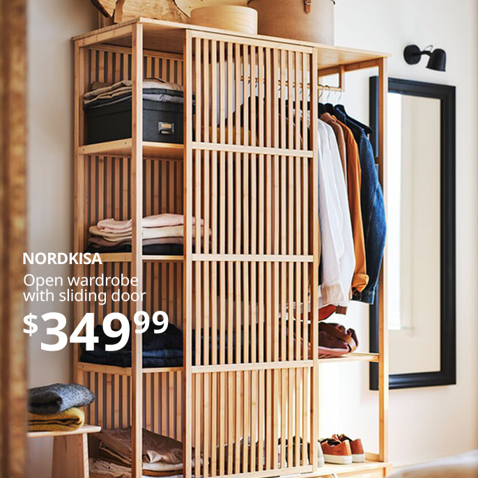 NORDKISA open wardrobe with sliding door $349.99