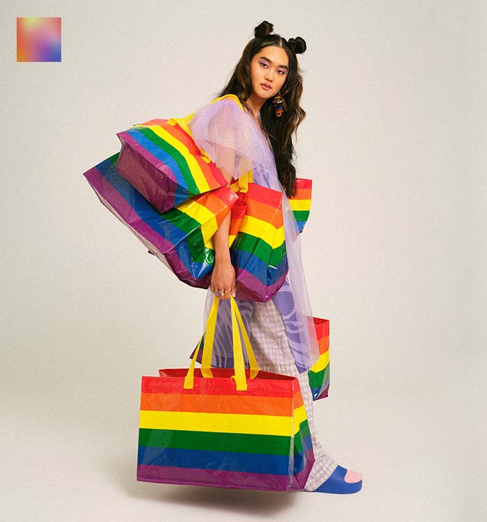 IKEA Kvanting Rainbow Shopping Beach Bag Handles Gay Pride LGBTQ